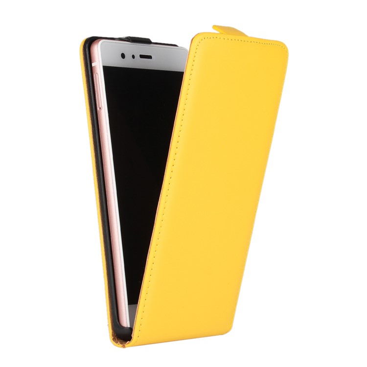 Vertical Genuine Split Leather Protective Case for Huawei P9 Lite - Yellow-2
