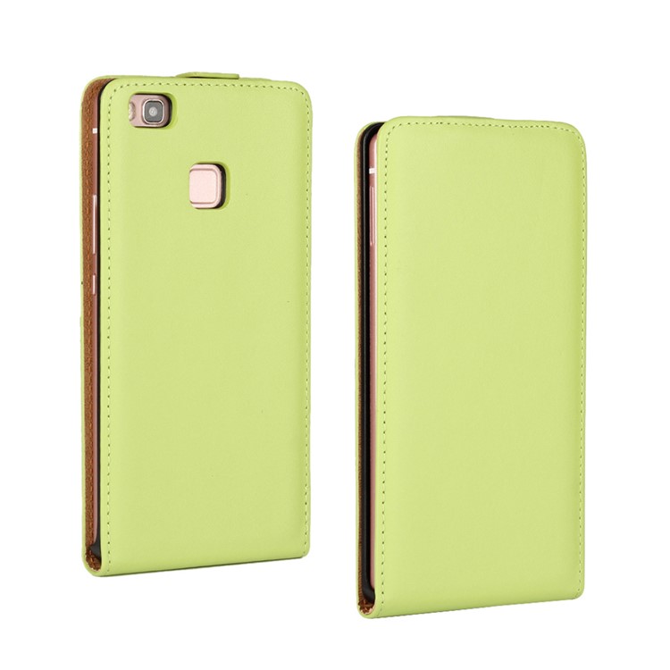 Vertical Flip Genuine Split Leather Cover Case for Huawei P9 Lite - Green-1
