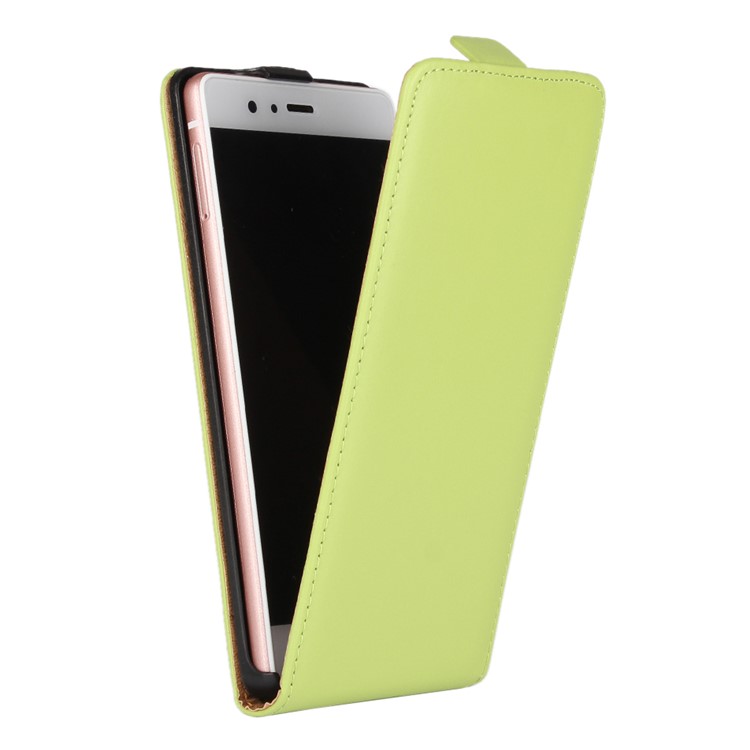 Vertical Flip Genuine Split Leather Cover Case for Huawei P9 Lite - Green-2