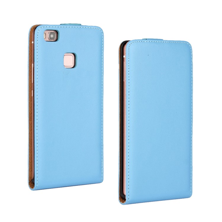 Genuine Split Leather Vertical Magnetic Flip Cover for Huawei P9 Lite - Blue-1