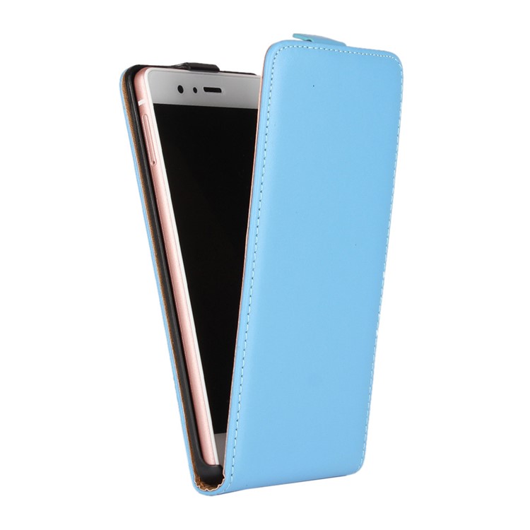 Genuine Split Leather Vertical Magnetic Flip Cover for Huawei P9 Lite - Blue-2