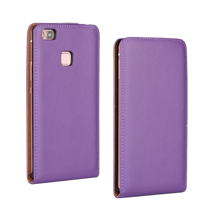 Vertical Flip Genuine Split Leather Phone Case for Huawei P9 Lite - Purple-1