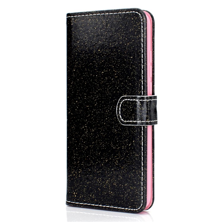 Flash Powder Wallet Stand PU Leather Phone Casing for Huawei Honor View 20/V20 - Black-3