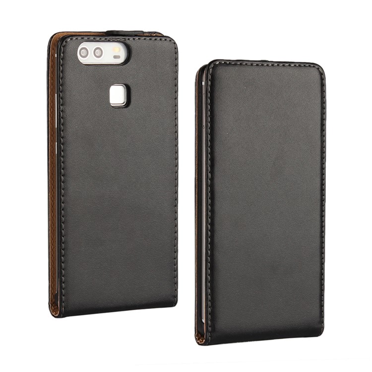 For Huawei P9 Vertical Flip Genuine Split Leather Case - Black-1