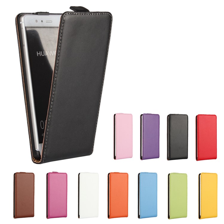 For Huawei P9 Vertical Flip Genuine Split Leather Case - Black-12