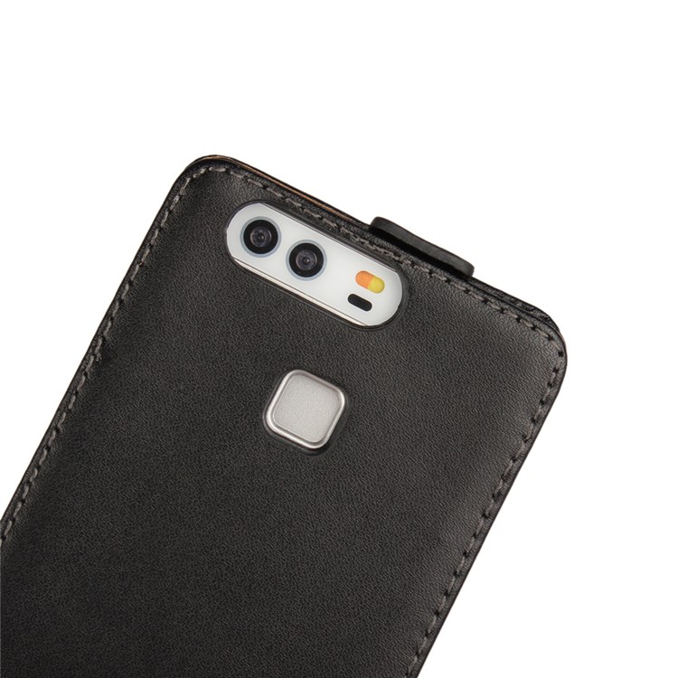 For Huawei P9 Vertical Flip Genuine Split Leather Case - Black-3
