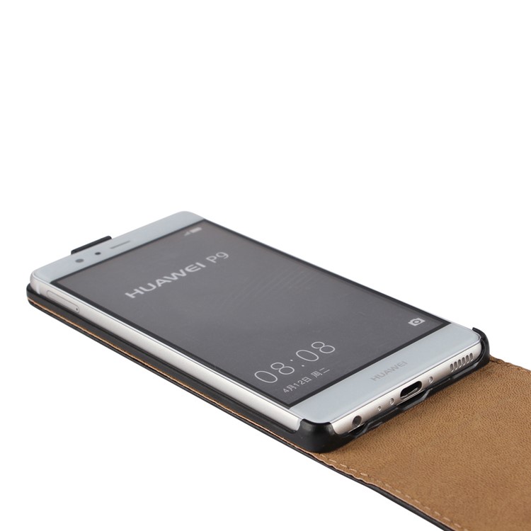 For Huawei P9 Vertical Flip Genuine Split Leather Case - Black-8