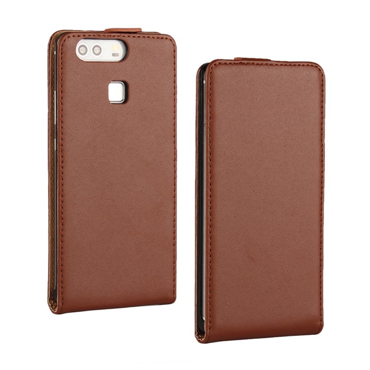 For Huawei P9 Vertical Genuine Split Leather Protective Case - Brown-1
