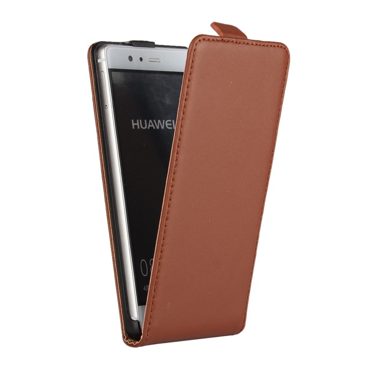 For Huawei P9 Vertical Genuine Split Leather Protective Case - Brown-2