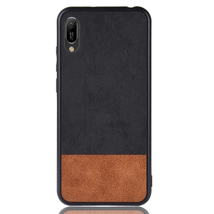 Bi-color Splicing PU Leather Coated PC TPU Hybrid Cover Shell for Huawei Y6 Pro (2019)/Enjoy 9e - Black-2