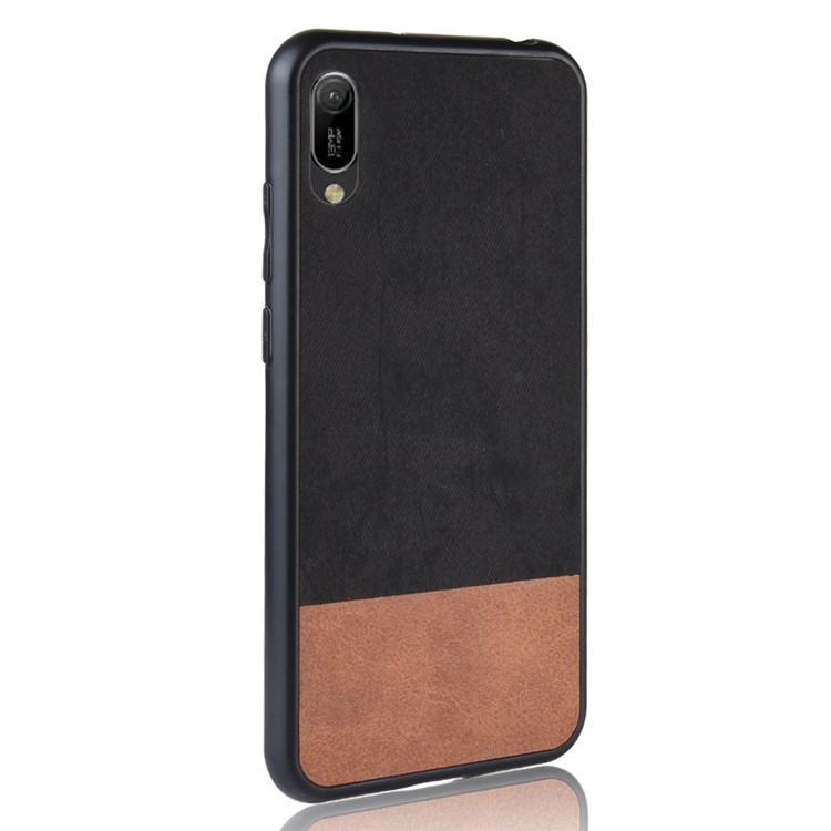Bi-color Splicing PU Leather Coated PC TPU Hybrid Cover Shell for Huawei Y6 Pro (2019)/Enjoy 9e - Black-3