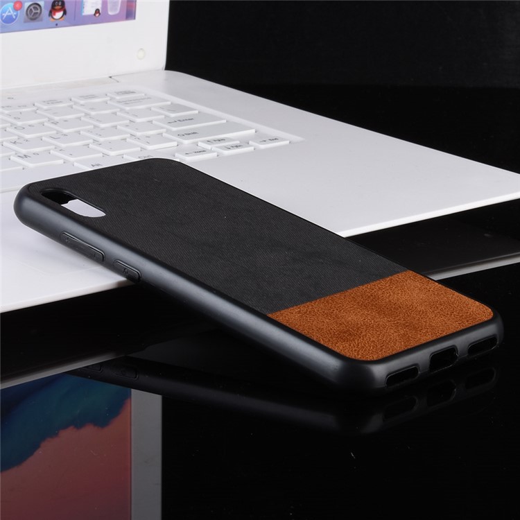 Bi-color Splicing PU Leather Coated PC TPU Hybrid Cover Shell for Huawei Y6 Pro (2019)/Enjoy 9e - Black-5