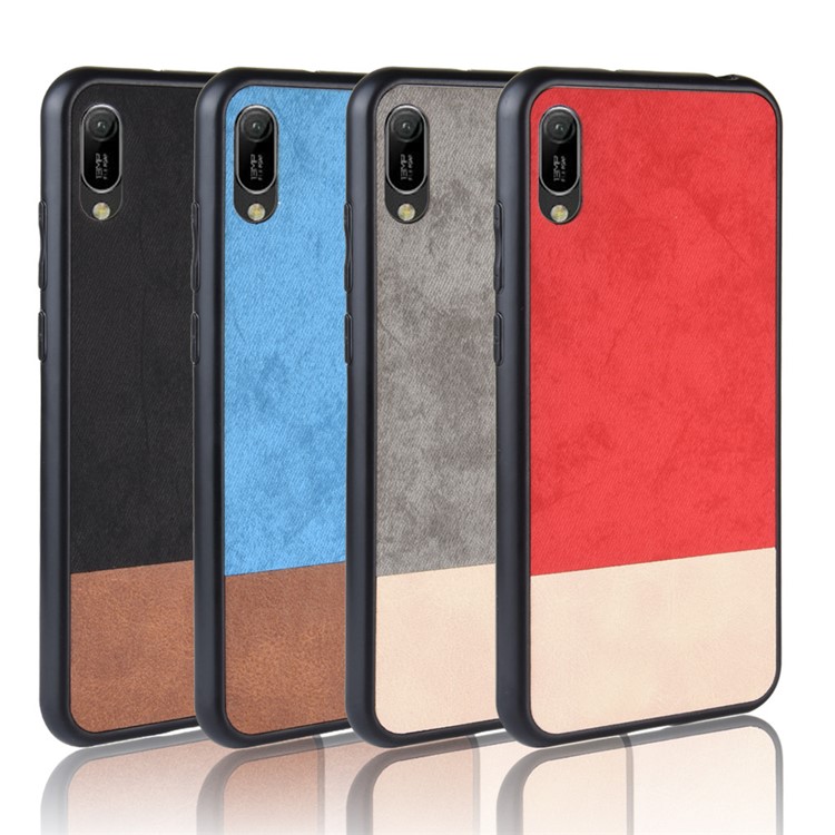 Bi-color Splicing PU Leather Coated PC TPU Hybrid Cover Shell for Huawei Y6 Pro (2019)/Enjoy 9e - Black-7