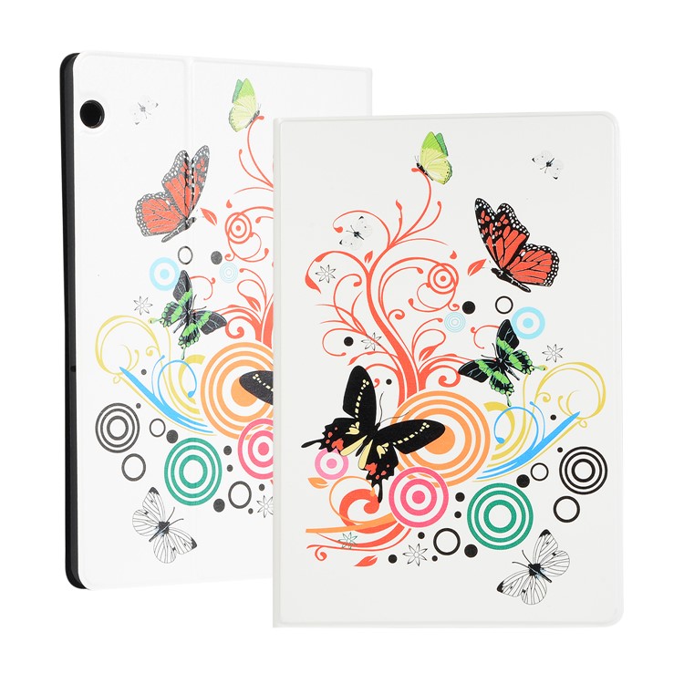 Pattern Printing PU Leather Stand Tablet Case for Huawei MediaPad T5 10 - Butterfly and Circle-1