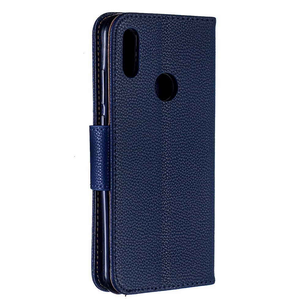 Кожаный Чехол-кошелек Из Кожи Личи Для Huawei Y6 (2019) - Синий-3