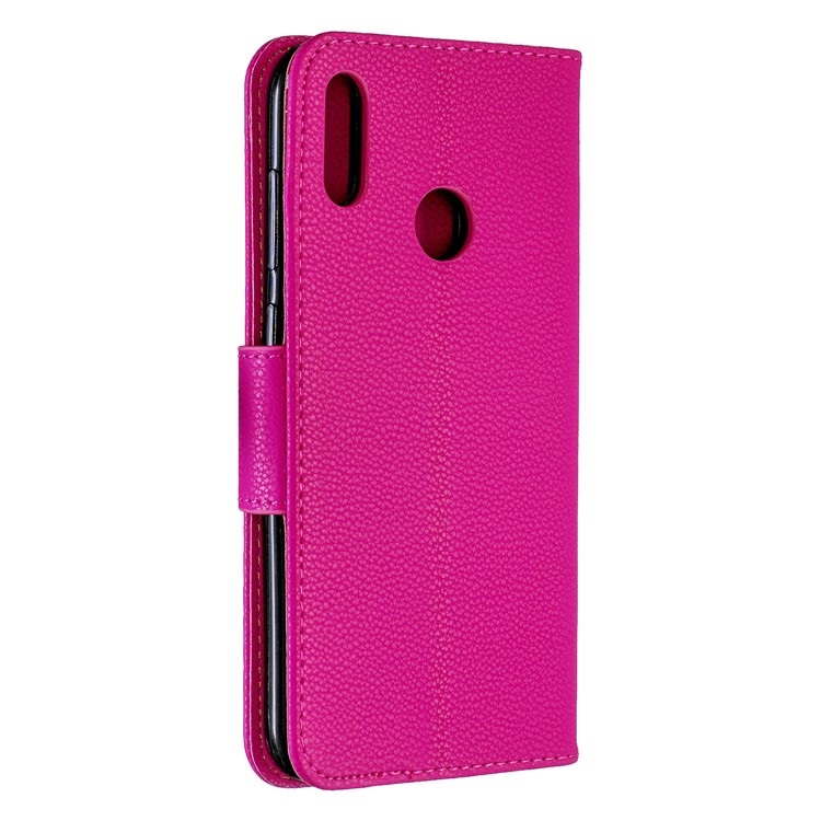 Pele De Lichia PU Couro Ficar Tampa Móvel Para Huawei Y7 (2019) / Y7 Primo (2019) - Rosa-3