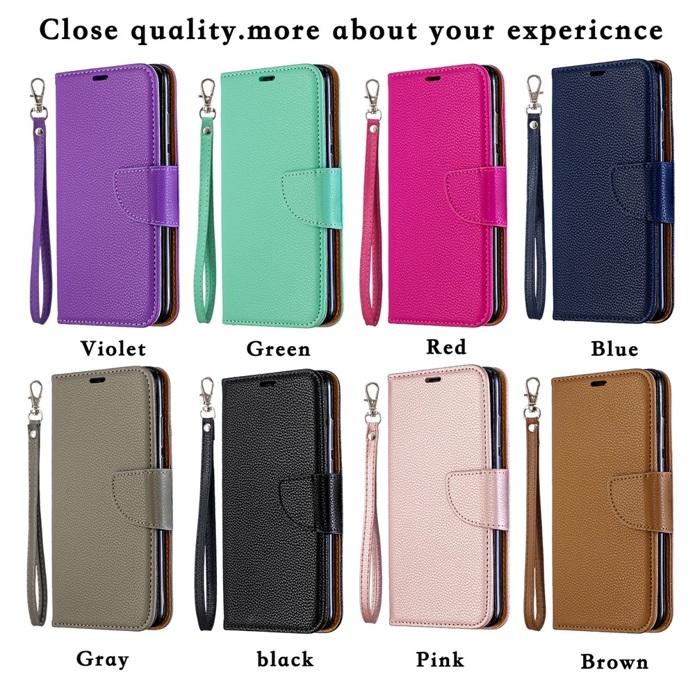 Litchi Skin PU Leather Stand Protection Shell for Huawei P30 Lite / nova 4e - Black-10