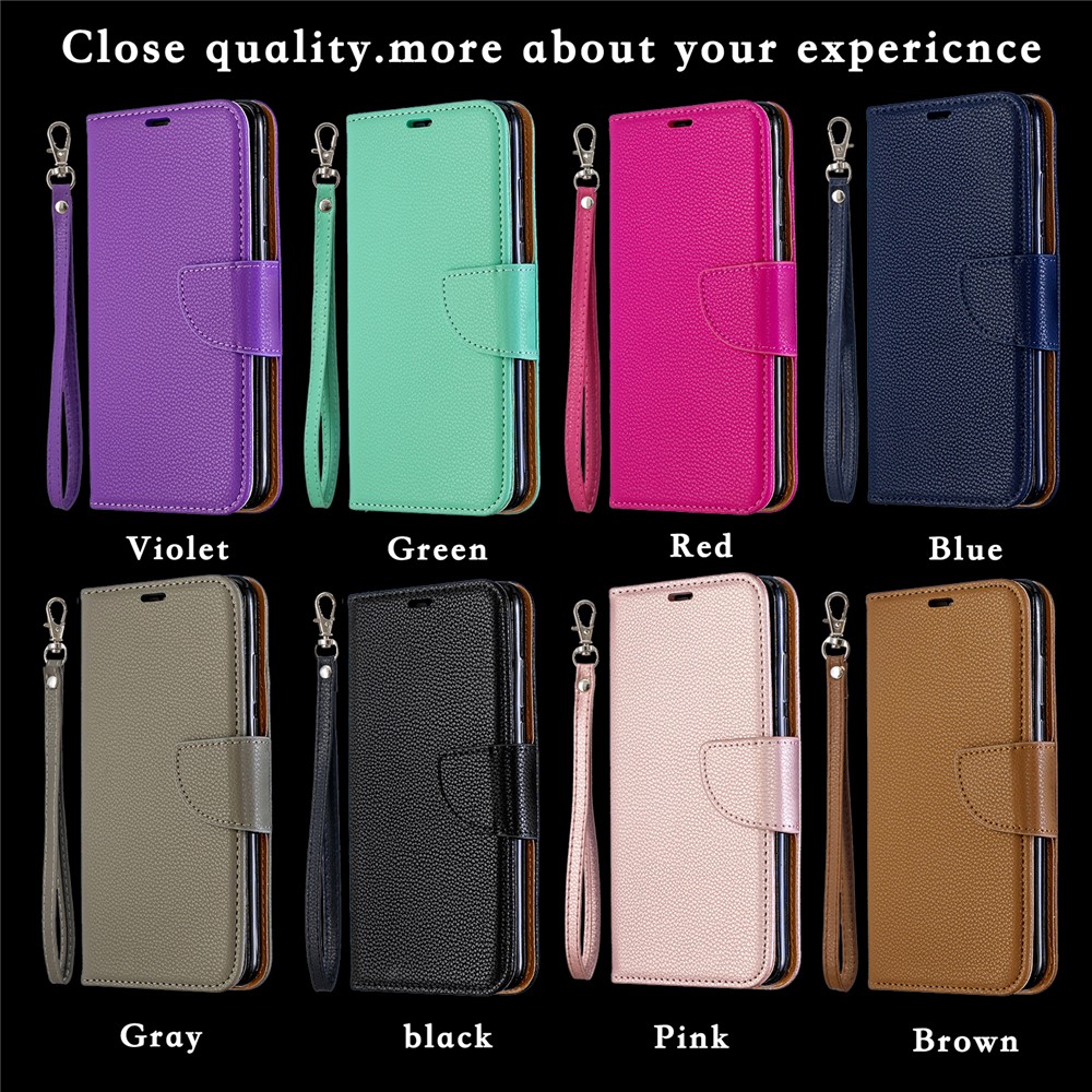 Litchi Skin PU Leather Stand Protection Shell for Huawei P30 Lite / nova 4e - Black-11