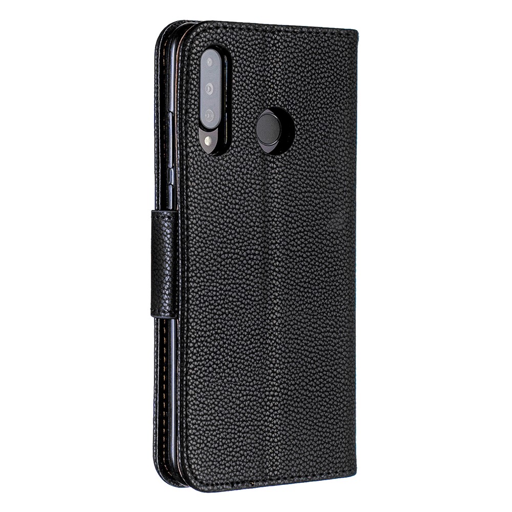 Litchi Piel PU Cuero Soporte Protección Shell Para Huawei P30 Lite / nova 4e - Negro-3