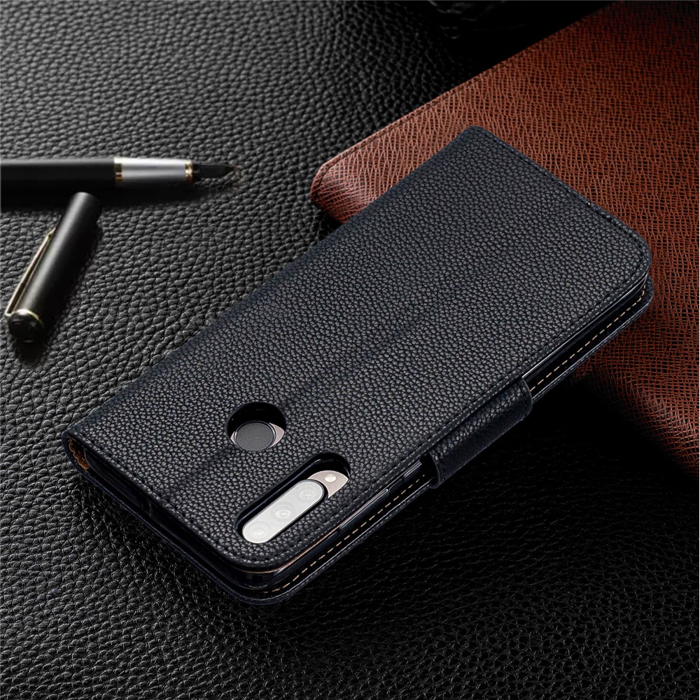 Litchi Piel PU Cuero Soporte Protección Shell Para Huawei P30 Lite / nova 4e - Negro-8