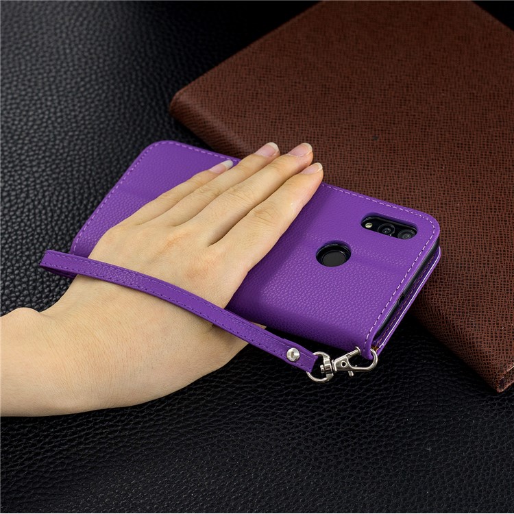 Litchi Skin Leather Wallet Protective Cover for Huawei P Smart (2019) / 10 Lite / Nova Lite 3 (Japan) - Purple-9