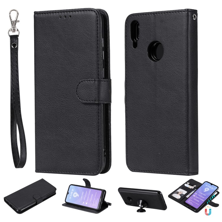 Magnetic Detachable 2-in-1 Wallet Leather Stand Case for Huawei Enjoy 9 / Y7 (2019) / Y7 Pro (2019) - Black-1