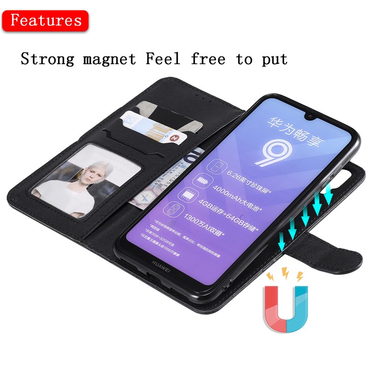 Magnetic Detachable 2-in-1 Wallet Leather Stand Case for Huawei Enjoy 9 / Y7 (2019) / Y7 Pro (2019) - Black-8