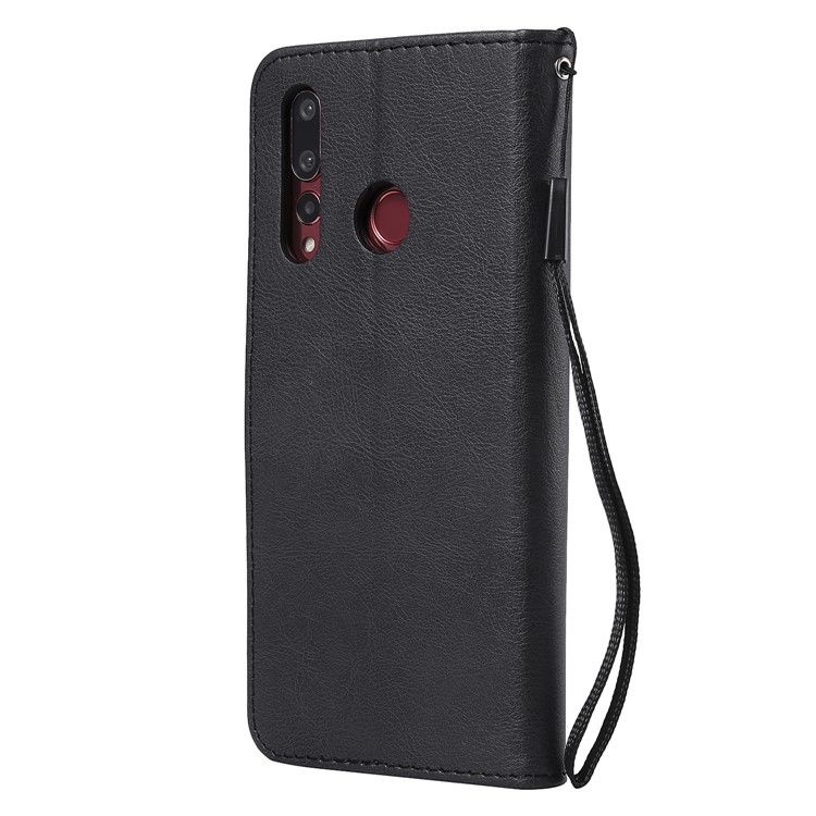 PU Leather Wallet Stand Protective Case with Strap for Huawei nova 4 - Black-3