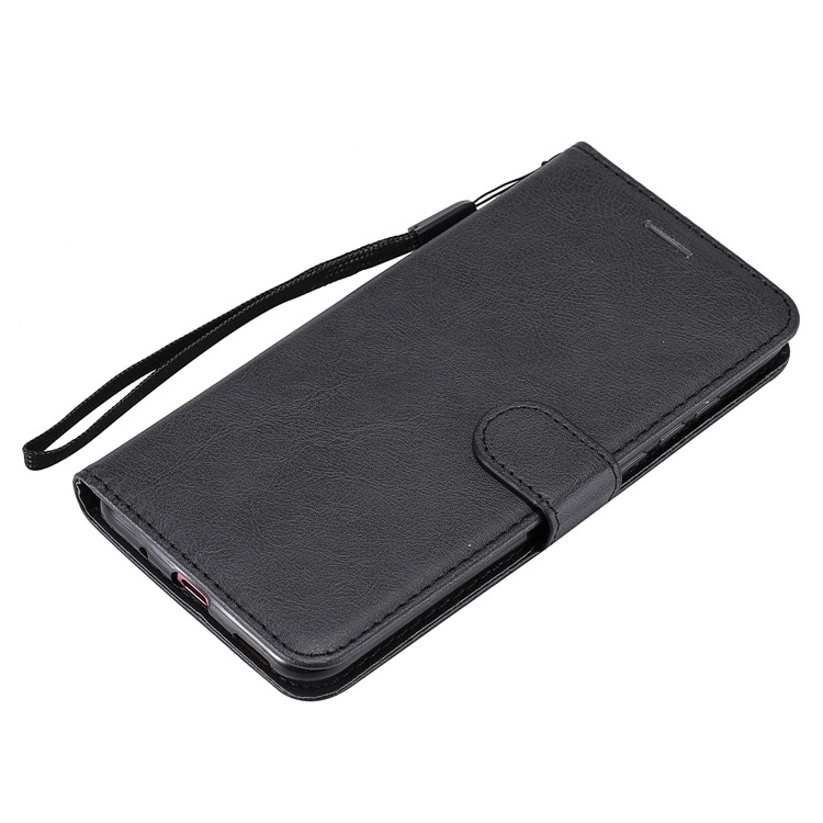 PU Leather Wallet Stand Protective Case with Strap for Huawei nova 4 - Black-5