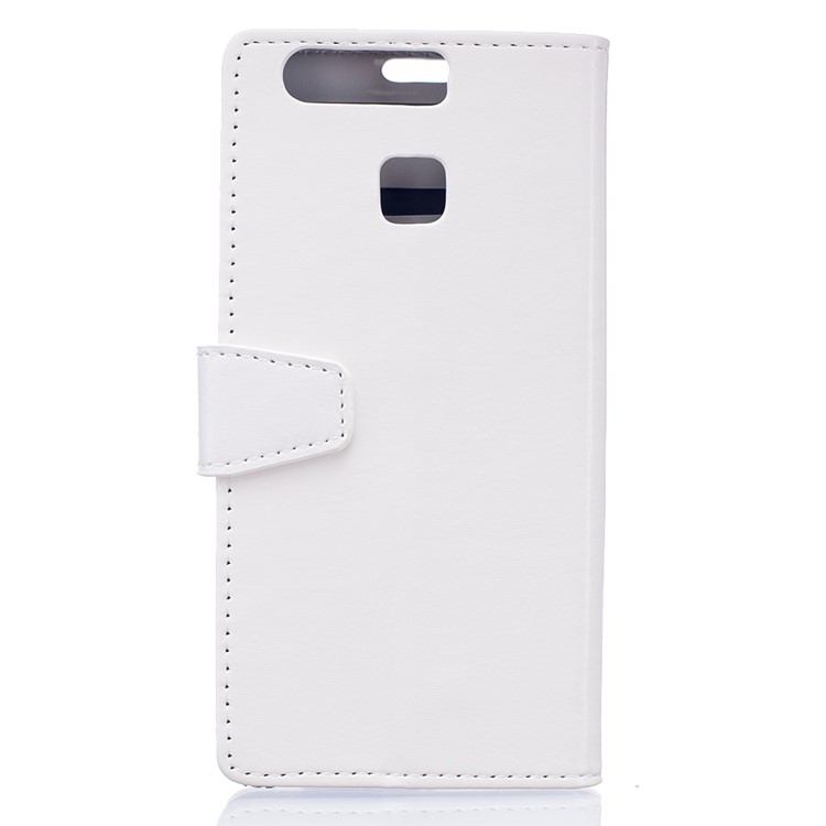Crazy Horse Leather Wallet Cover for Huawei P9 - White-2