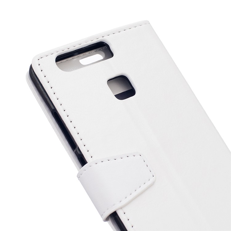 Crazy Horse Leather Wallet Cover for Huawei P9 - White-7