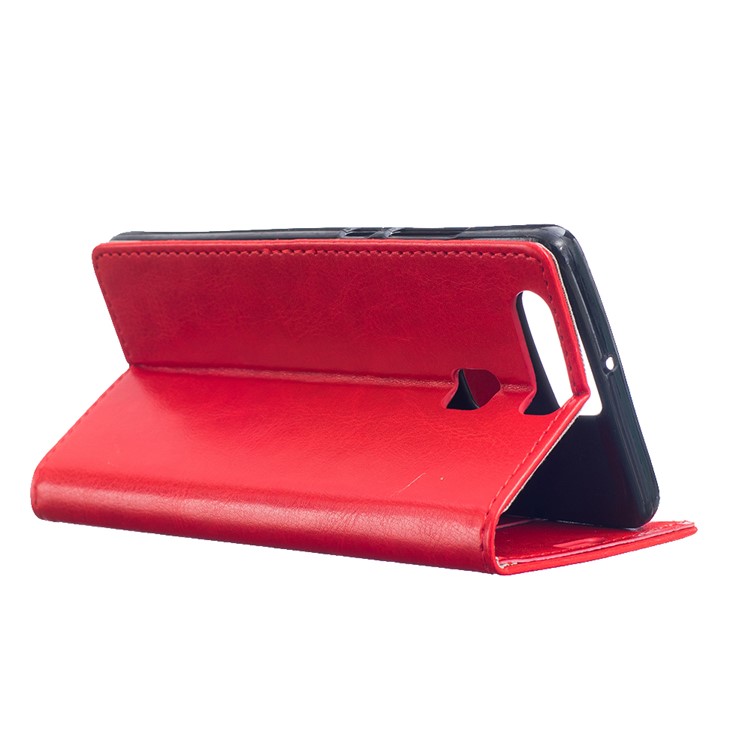 Crazy Horse Leather Wallet Cover Case for Huawei P9 - Red-3