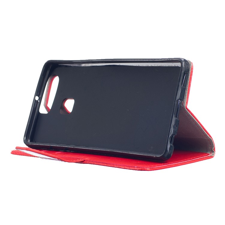Crazy Horse Leather Wallet Cover Case for Huawei P9 - Red-4