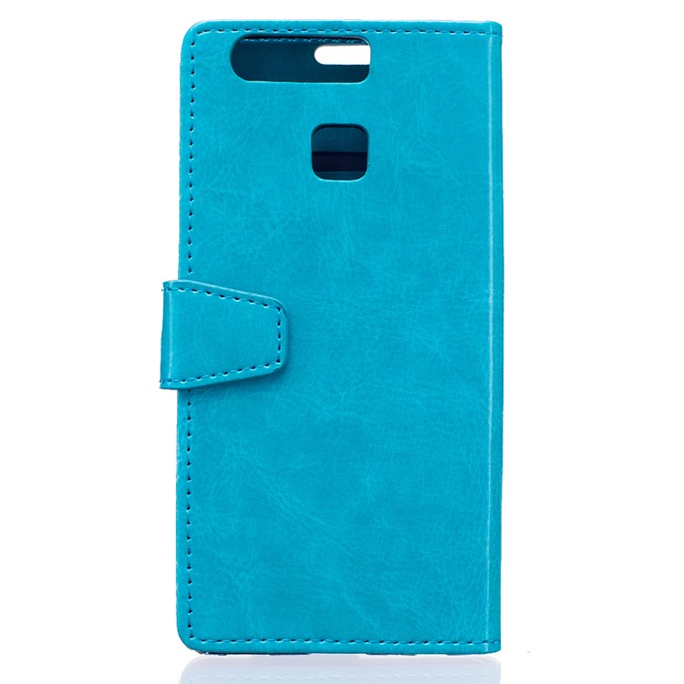 Crazy Horse PU Leather Wallet Case for Huawei P9 - Blue-2
