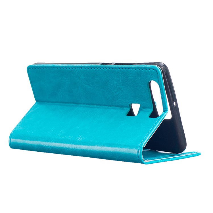 Crazy Horse PU Leather Wallet Case for Huawei P9 - Blue-6