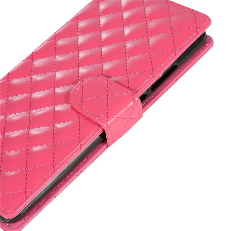 Glossy Stitching Grid Leather Wallet Stand Case for Huawei P30 Pro - Rose-10