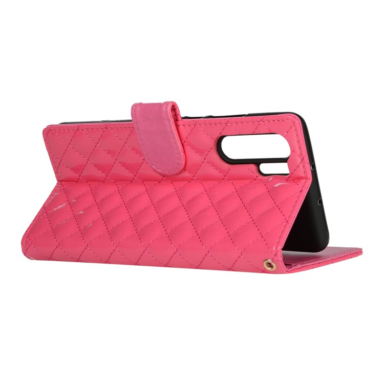 Glossy Stitching Grid Leather Wallet Stand Case for Huawei P30 Pro - Rose-7