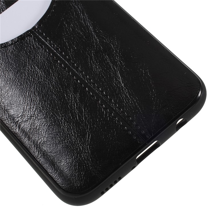 Business Card Slot PU Leather Coated TPU Mobile Phone Case for Huawei Mate 20 Lite - Black-4