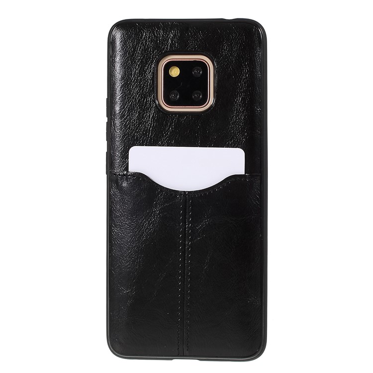 Business Card Slot PU Leather Coated TPU Mobile Phone Cover for Huawei Mate 20 Pro - Black-1