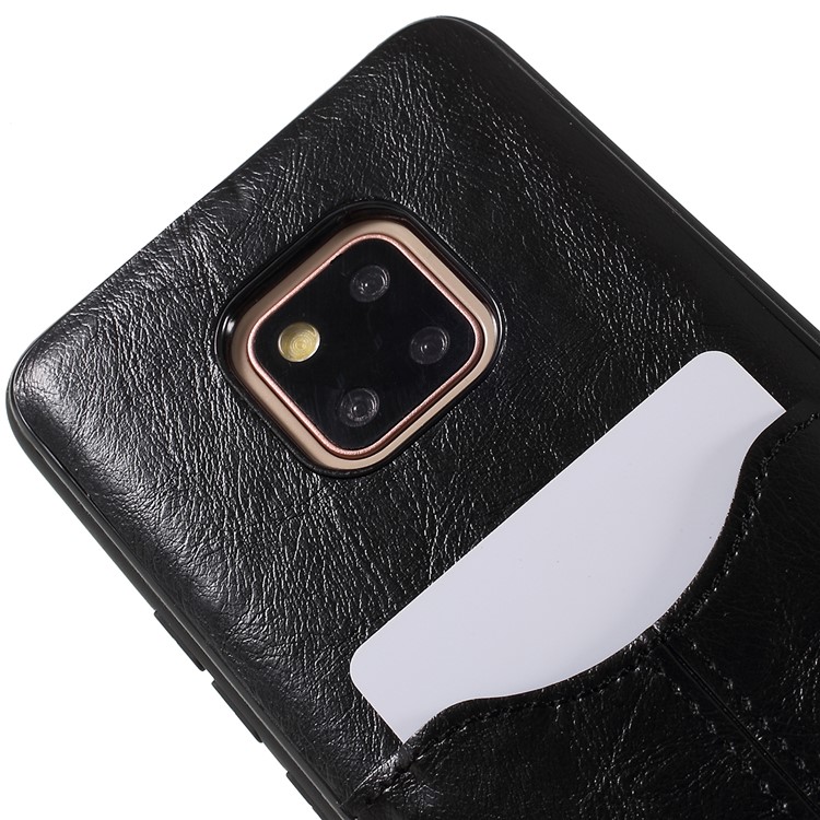 Business Card Slot PU Leather Coated TPU Mobile Phone Cover for Huawei Mate 20 Pro - Black-2