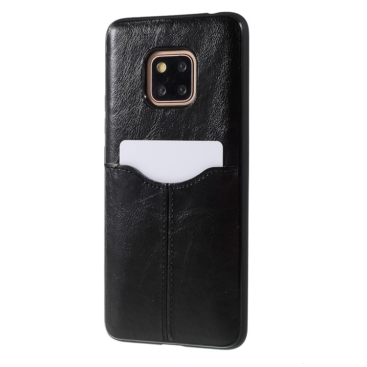 Business Card Slot PU Leather Coated TPU Mobile Phone Cover for Huawei Mate 20 Pro - Black-5