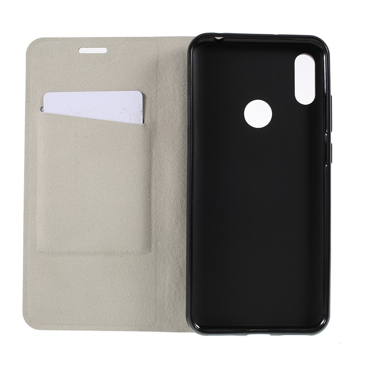 Cross Pattern Leather Card Holder Phone Cover (Built-in Steel Sheet) for Huawei Y6 (2019) - Black-8