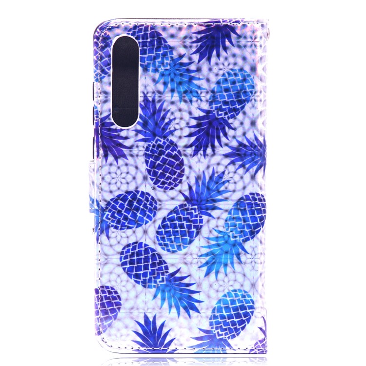 Laser Carving Pattern Printing Wallet Leather Case with Strap for Huawei P30 - Pineapple-3