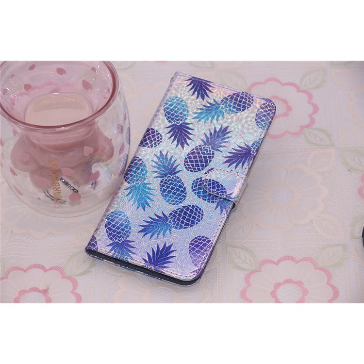 Laser Carving Pattern Printing Wallet Leather Case with Strap for Huawei P30 - Pineapple-8