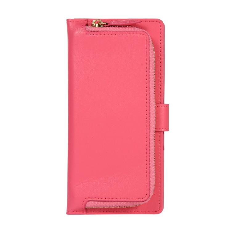 Genuine Leather Wallet Phone Case with Zipper Pocket for Huawei P30 Lite / nova 4e - Rose-2