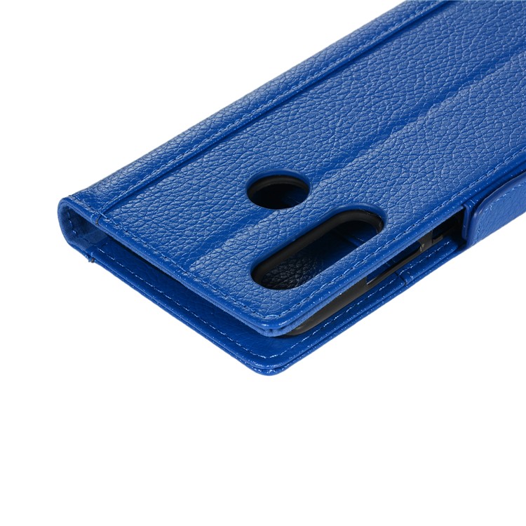 Litchi Texture Genuine Leather Wallet Stand Phone Cover for Huawei P30 Lite/Huawei nova 4e - Blue-5