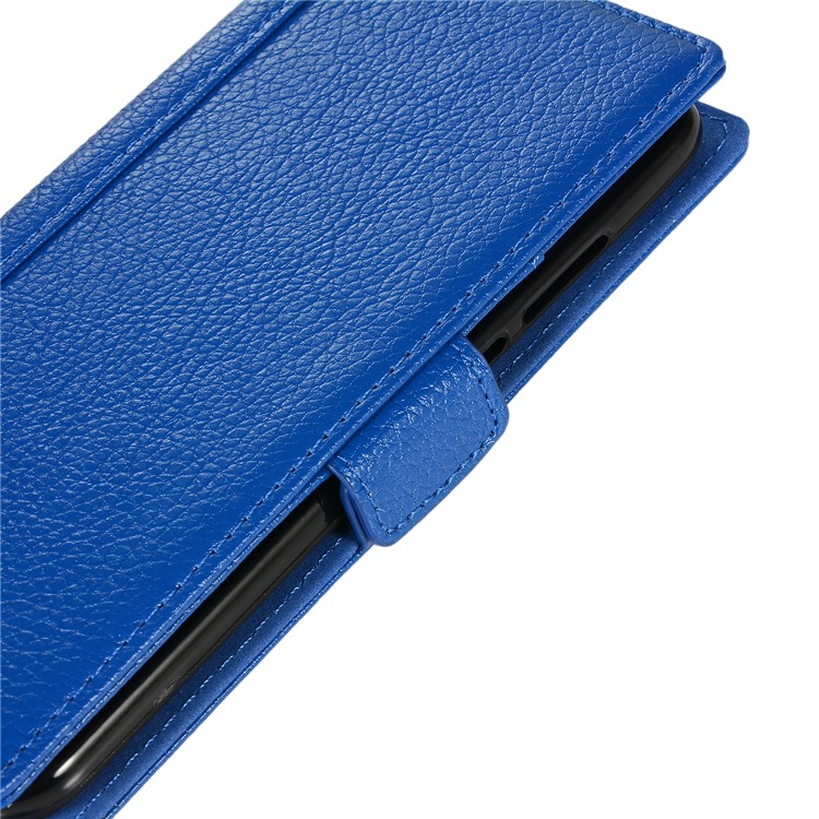 Litchi Texture Genuine Leather Wallet Stand Phone Cover for Huawei P30 Lite/Huawei nova 4e - Blue-7