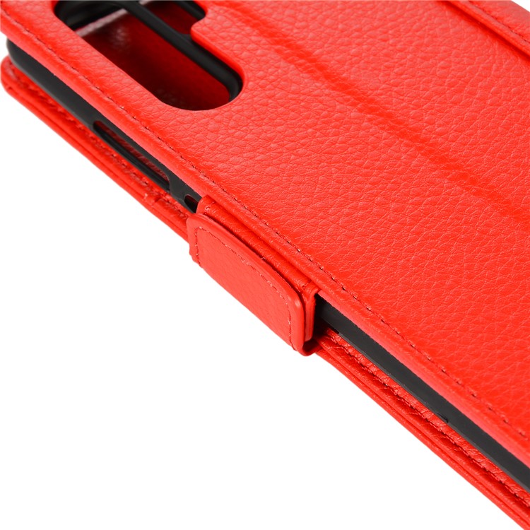 Litchi Texture Genuine Leather Wallet Stand Phone Cover for Huawei P30 Pro - Red-10