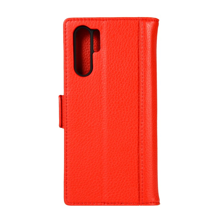 Litchi Texture Genuine Leather Wallet Stand Phone Cover for Huawei P30 Pro - Red-2