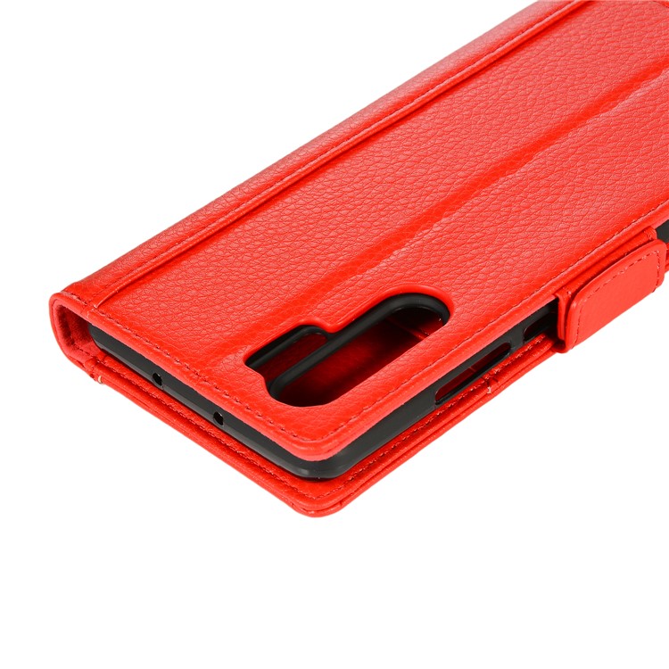 Litchi Texture Genuine Leather Wallet Stand Phone Cover for Huawei P30 Pro - Red-8